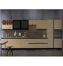 Кухонный гарнитур СБК Сити 445 см Дуб Галифакс / Черный Дуб Галифакс / Черный