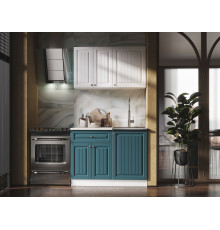 Кухонный гарнитур Эра Хозяюшка Белый / Акация белая / Моренга / столешница Калаката Без антресольного шкафа