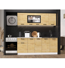 Кухонный гарнитур Эра Хозяюшка 200 см Дуб Вотан / столешница Калаката Дуб Вотан / столешница Калаката