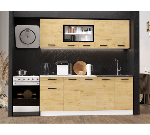 Кухонный гарнитур Эра Хозяюшка 200 см Дуб Вотан / столешница Калаката Дуб Вотан / столешница Калаката