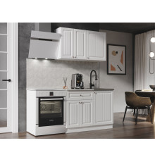 Кухонный гарнитур Эра Хозяюшка Белый / Акация белая / столешница Калаката Без антресольного шкафа