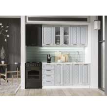Кухонный гарнитур Эра Агава 160 см корпус Белый / Антрацит / столешница Калаката корпус Белый / Антрацит / столешница Калаката