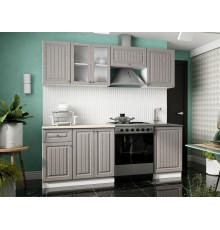 Кухонный гарнитур Эра Хозяюшка Белый / Трюфель / столешница Калаката С антресольным шкафом