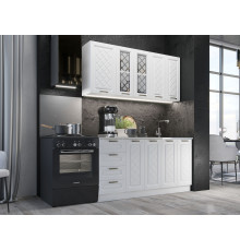 Кухонный гарнитур Эра Агава 160 см корпус Белый / Акация белая / столешница Калаката корпус Белый / Акация белая / столешница Калаката