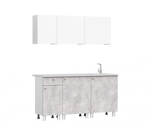 Кухонный гарнитур СВ-Мебель Кайган Белый / Цемент светлый / столешница Антарес 160 см