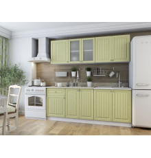 Кухонный гарнитур Эра Хозяюшка Белый / Фисташка / столешница Калаката Без антресольного шкафа