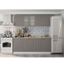 Кухонный гарнитур Эра Хозяюшка Белый / Трюфель / столешница Калаката Без антресольного шкафа