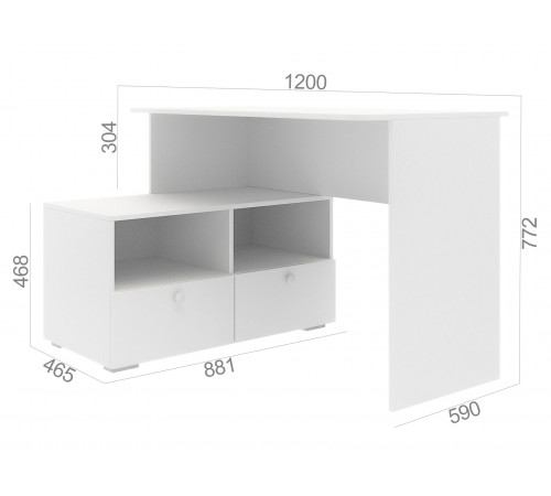 Детский письменный стол ЭтоМебель Абрис Белый глянец / Белый Белый глянец / Белый