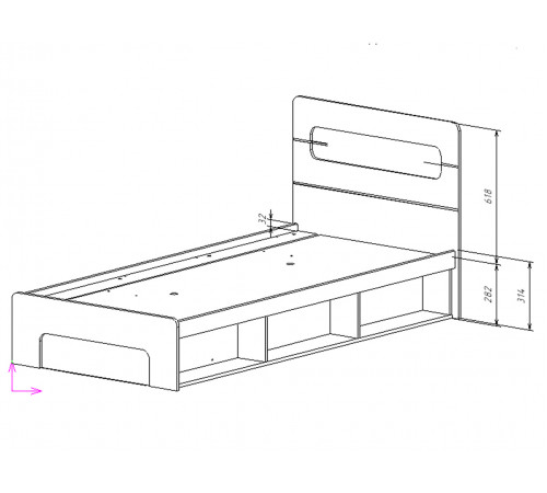Односпальная кровать МК СТИЛЬ Палермо  Ясень Шимо светлый / Белый глянец Ясень Шимо светлый / Белый глянец 90х200 см