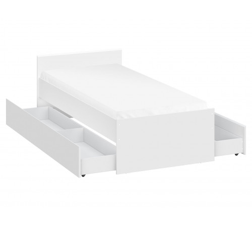 Односпальная кровать СВ-Мебель Тайлер Белый текстурный С двумя выкатными ящиками 90х200 см