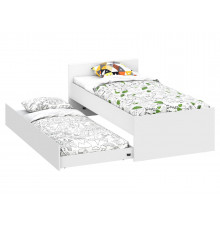 Односпальная кровать СВ-Мебель Тайлер Белый текстурный С выкатной секцией 90х200 см