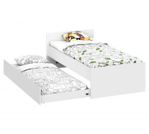 Односпальная кровать СВ-Мебель Тайлер Белый текстурный С выкатной секцией 90х200 см