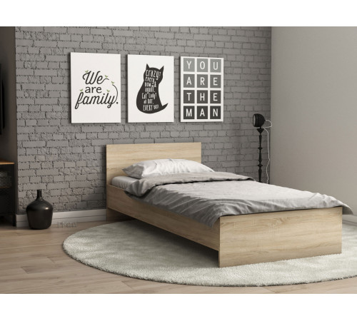 Односпальная кровать Правила мебели Лера Дуб Сонома Дуб Сонома 90х200 см