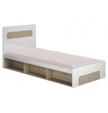 Односпальная кровать МК СТИЛЬ Палермо  Ясень Шимо светлый / Белый глянец Ясень Шимо светлый / Белый глянец 90х200 см