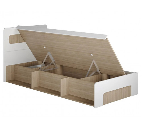 Односпальная кровать МК СТИЛЬ Палермо  Ясень Шимо светлый / Белый глянец Ясень Шимо светлый / Белый глянец 90х200 см