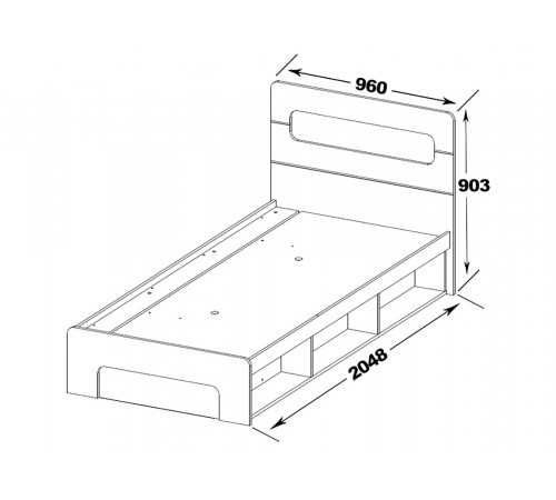 Односпальная кровать МК СТИЛЬ Палермо  Ясень Шимо светлый / Белый глянец Ясень Шимо светлый / Белый глянец 90х200 см