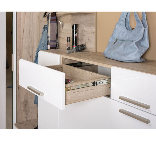 Комод Моби Лайн Дуб Крафт серый / Белый глянец Дуб Крафт серый / Белый глянец