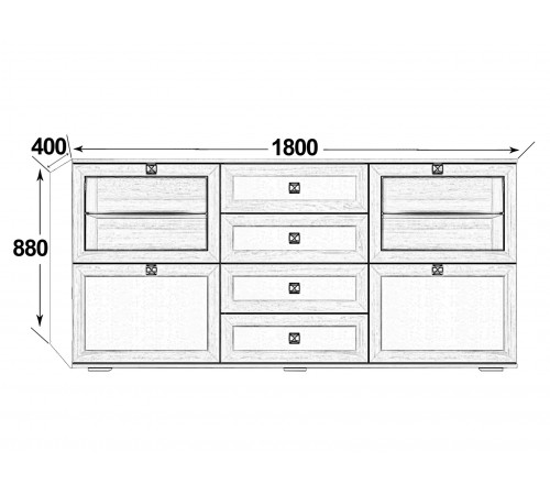 Комод Кураж Парма Нео 24 Лиственница темная / Экокожа дила Лиственница темная / Экокожа дила