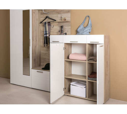 Комод Моби Лайн Дуб Крафт серый / Белый глянец Дуб Крафт серый / Белый глянец