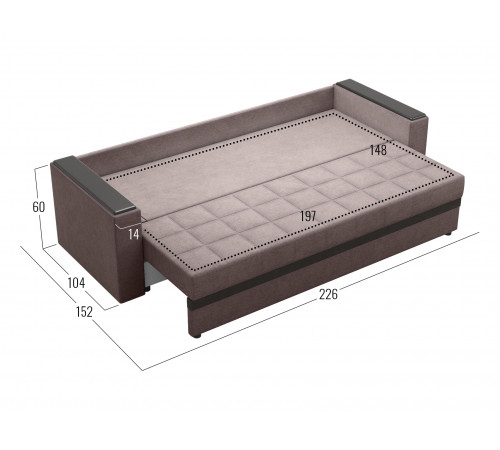 Прямой диван Правила мебели Атланта Шоколад, рогожка Шоколад, рогожка