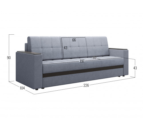 Прямой диван Правила мебели Атланта Графит, рогожка Графит, рогожка