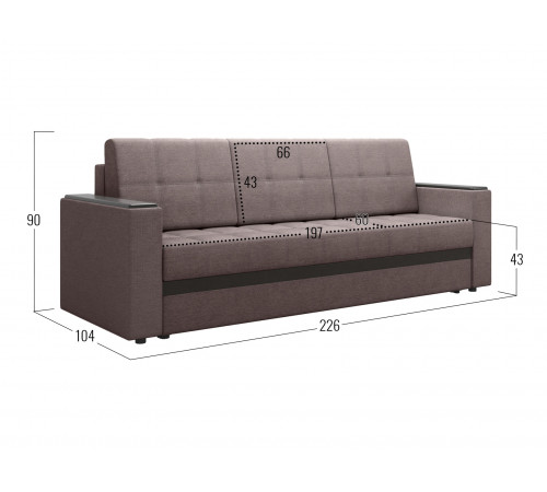 Прямой диван Правила мебели Атланта Шоколад, рогожка Шоколад, рогожка