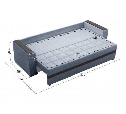 Прямой диван Правила мебели Атланта Графит, рогожка Графит, рогожка