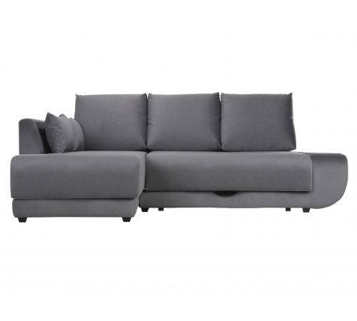 Угловой диван Правила мебели Манхэттен Стальной, велюр Слева