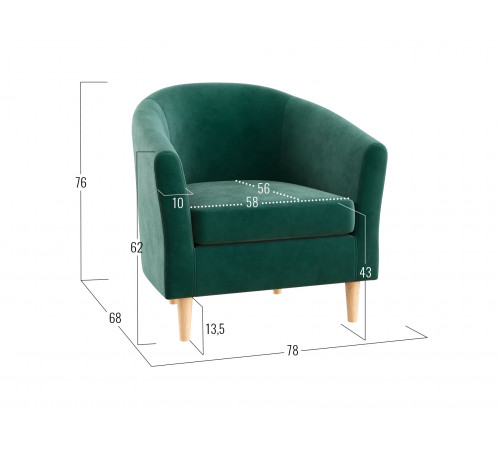 Кресло Правила мебели Элен Зеленый, велюр Зеленый, велюр