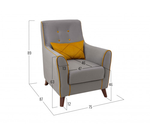 Кресло НижегородмебельИК Фрэнклин Графит / Желтый, велюр Графит / Желтый, велюр