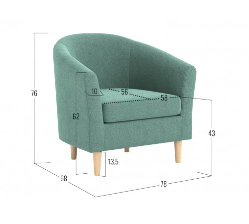 Кресло Правила мебели Элен Бирюзовый, рогожка Бирюзовый, рогожка