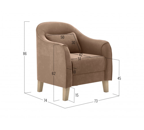 Кресло Правила мебели Эдита Латте, велюр Латте, велюр
