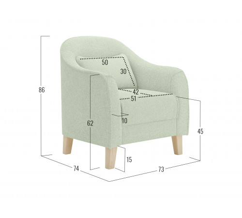 Кресло Правила мебели Эдита Светло-зеленый, искусственный мех Светло-зеленый, искусственный мех