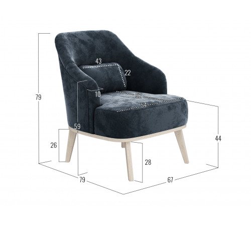 Кресло Правила мебели Лаурель Миди Графит, микровелюр Графит, микровелюр