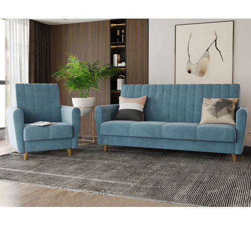 Кресло Сильва Эссен Синий, велюр Синий, велюр