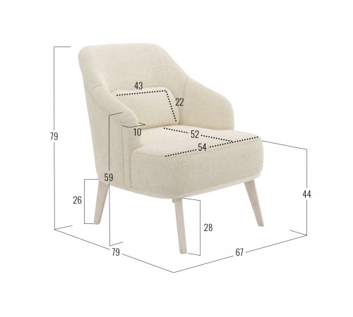 Кресло Правила мебели Лаурель Миди Крем, иск. мех Крем, иск. мех