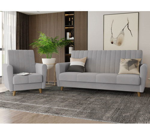 Кресло Сильва Эссен Светло-серый, велюр Светло-серый, велюр