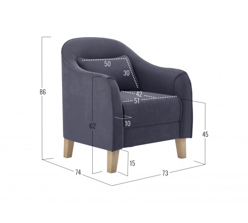 Кресло Правила мебели Эдита Графит, велюр Графит, велюр