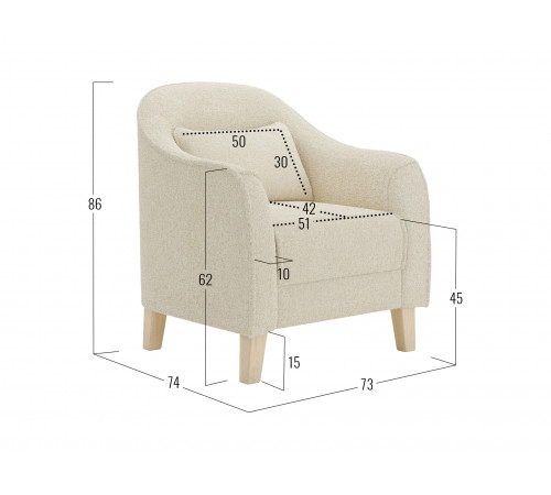 Кресло Правила мебели Эдита Крем, иск. мех Крем, иск. мех