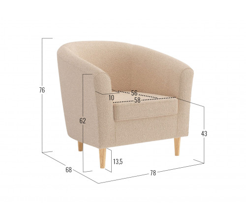 Кресло Правила мебели Элен Бежевый, искусственный мех Бежевый, искусственный мех