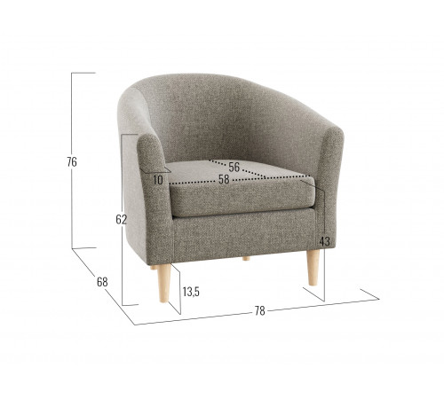 Кресло Правила мебели Элен Капучино, рогожка Капучино, рогожка