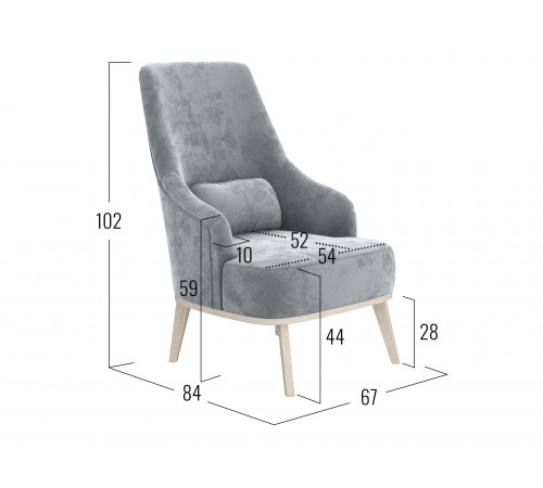 Кресло Правила мебели Лаурель Серебро, микровелюр Серебро, микровелюр