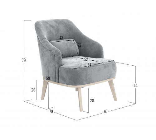 Кресло Правила мебели Лаурель Миди Серебро, микровелюр Серебро, микровелюр