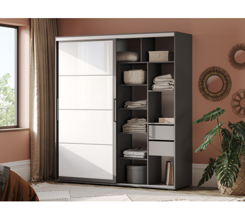 Шкаф-купе Мебелони Крафт 6 Графит 196,2 см