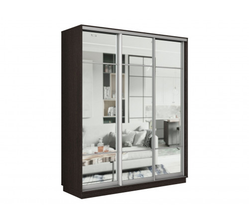 Шкаф-купе Хочу домой Маршал Лайт Венге / Зеркало / Серебро, алюминий 60 см