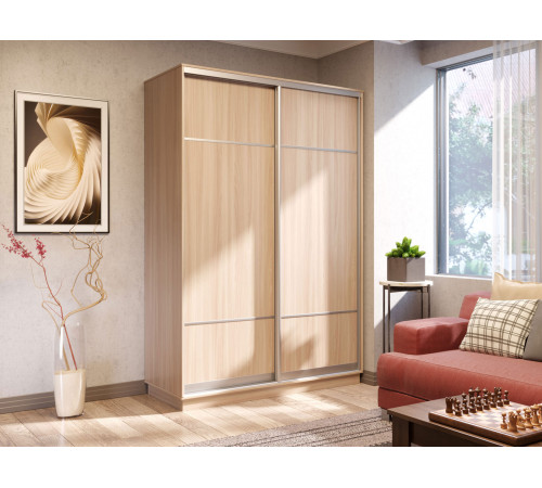 Шкаф-купе Хочу домой Маршал Лайт Ясень Шимо светлый / Серебро, алюминий 45 см