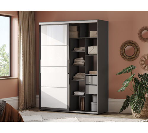 Шкаф-купе Мебелони Крафт 6 Графит 160,2 см