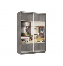Шкаф-купе Хочу домой Маршал Лайт Бетон / Зеркало / Серебро, алюминий 60 см