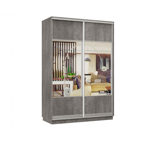 Шкаф-купе Хочу домой Маршал Лайт Бетон / Зеркало / Серебро, алюминий 60 см
