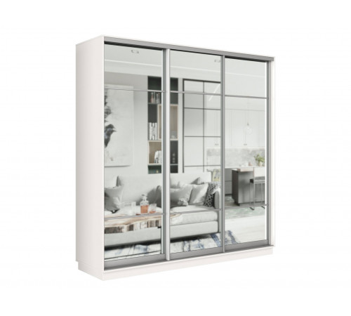 Шкаф-купе Хочу домой Маршал Лайт Белый / Зеркало / Серебро, алюминий 60 см